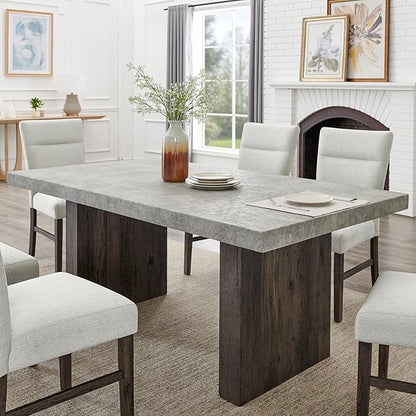 Roundhill Furniture Sorlen Modern 72" Dining Table with 3D Faux Concrete Top