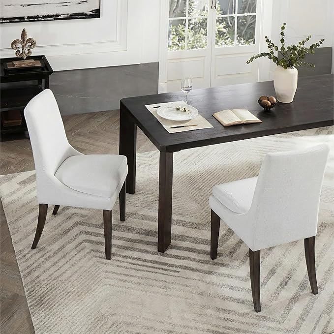KISLOT Upholstered Dining Chairs Modern Sidechair Performance Fabric High Back Armlesschair for Diningroom Kitchen,White,Set of 4(2 Box)