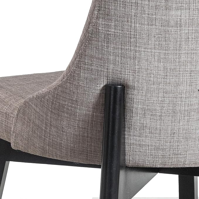 Casaphoria Set of 2 Upholstered Dining Chairs, Light Grey Fabric Kitchen Chairs with Black Wood Legs, Modern Accent Chairs for Dining Room, Living Room or Kitchen