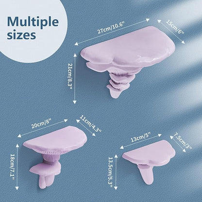 UITWMKTG 3 Pack Mushroom Shelves Floating Shelf Cottage Core Wall Decor Cute Hanging Shelf for Home Living Room Bedroom Kitchen Unique Wall Decor Pink