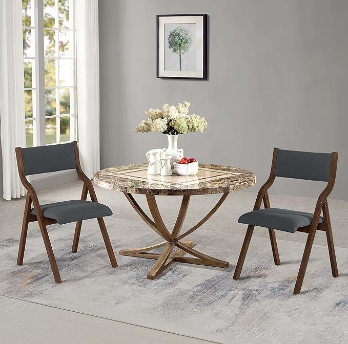 Ball & Cast Modern Folding Chairs Foldable Dining Chairs Set of 2, 18" Seat Height, Dark Grey
