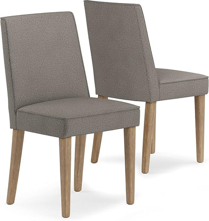 SIMPLIHOME Bartow Kitchen Chairs - Upholstered Solid Hardwood and Woven Polyester Kitchen Chair Set in Taupe, Contemporary Armless Dining Room Seating with Cushioned Seat and Back (Set of 2)