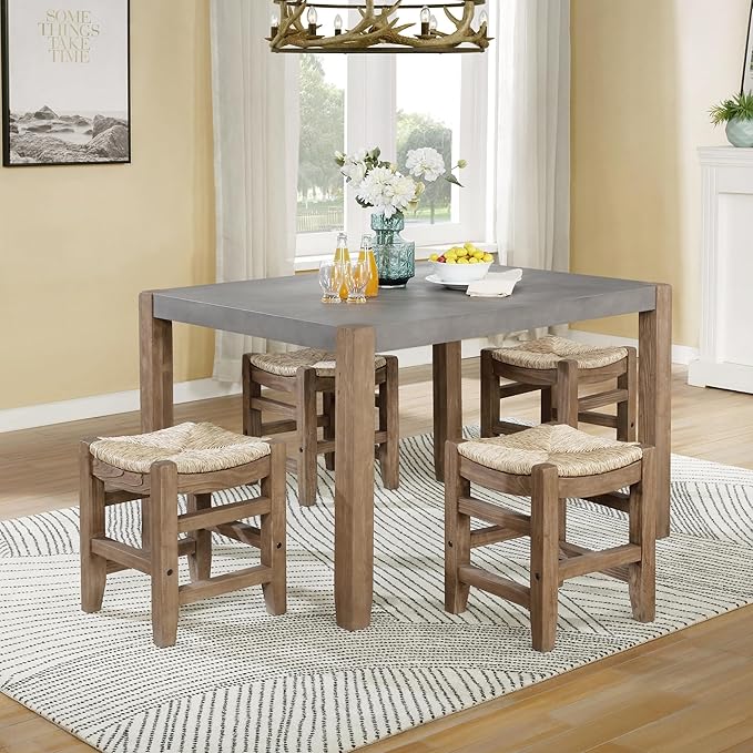 Alaterre Furniture Newport Dining Table Set, Concrete Gray