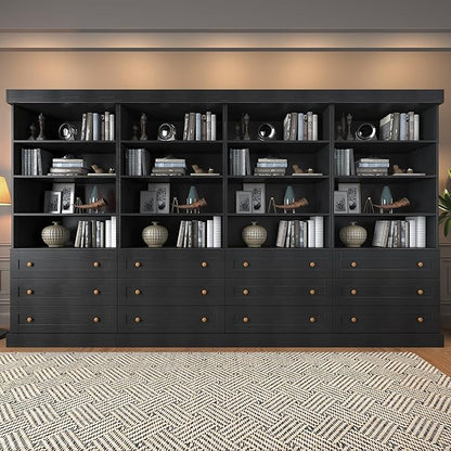 ivaniti 71" Tall Farmhouse Kitchen Pantry, Large Storage Cabinet with Adjustable Shelves, 3 Drawer, Wood Versatile Hutch Cabinet for Dining Room, Living Room, Black 4 PCS