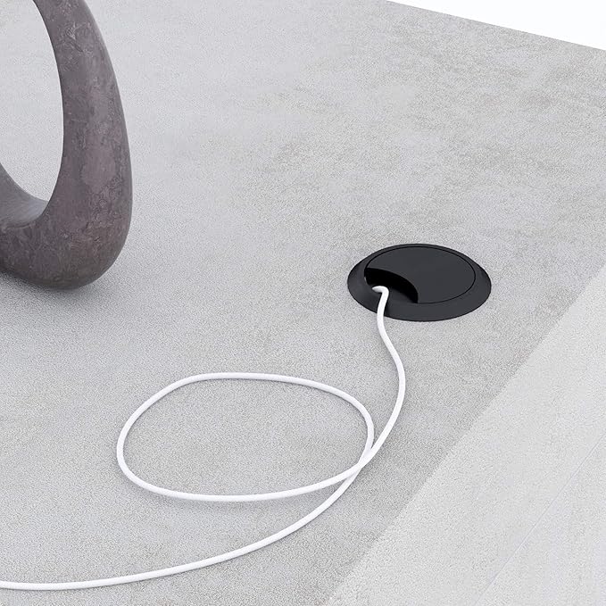 Mobili Fiver, Evolution Dining Table 47.2 x 23.6 in, with Wireless Charger, Concrete Effect, Grey with Two Legs, Made in Italy