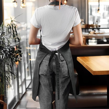 100% Cotton Kitchen Apron with 2 Pockets – Adjustable Chef Apron for Cooking Baking BBQ – Unisex Apron
