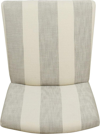 HomePop Parsons Classic Upholstered High Back Curved Top Barstool, 24-inch, Grey Stripe