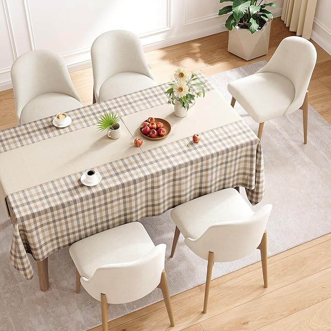 Casaphoria Upholstered Dining Chairs Set of 2, Mid Century Modern Fabric Kitchen Room Chairs with Solid Wood Legs & Comfortable Padded Seat, Ergonomic Side Chairs for Dining Room Living Room, Oak