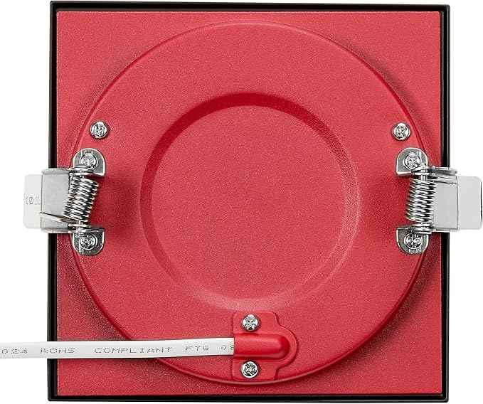 Maxxima 4 in. 2 Hour Fire Rated Ultra Thin Square Black LED Downlight, Slim Recessed Canless Light, IC Rated, 800 Lumens, 5 Color Temperature Selectable 2700K/3000K/3500K/4000K/5000K, Dimmable