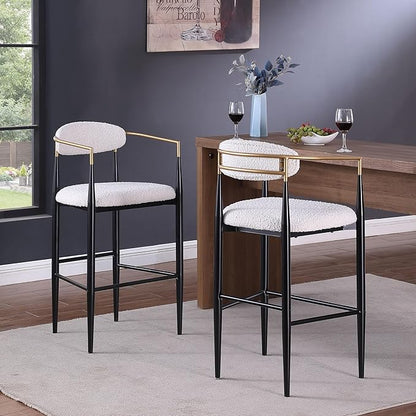 Modern Dining Chair with Iron Legs for Kitchen Island, Dining Room, Restaurant - Mid-Century Luxury Furniture Sets with Sturdy Stable Frame and Easy Assembly,Beige-Foam-setof2
