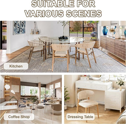 Upholstered Dining Chairs Set of 4, Velvet Fabric Kitchen & Dining Room Chairs with Solid Wood Legs, Modern Armless Side Chairs for Kitchen Island, Living Room, Restaurant (Beige, Set of 4)