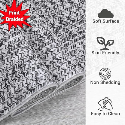Modern Washable Rugs 8x10 Rug for Living Room Soft Bedroom Rug Farmhouse Large Area Rug Non Slip Throw Rugs Non Shedding Stain Resistant Carpet for Nursery Dining Room 8'x10' Light Grey