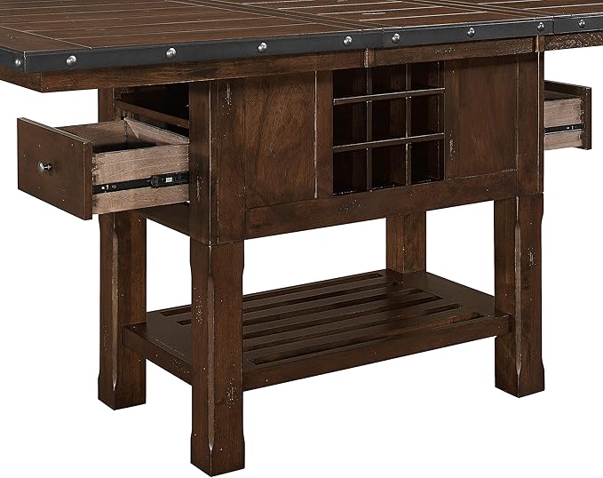 Lexicon Ellyza 5-Piece Counter Height Dining Set with Swivel Chairs, Dark Brown