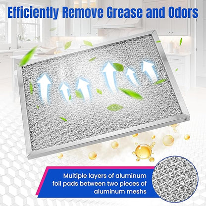 Range Hood Filter 97006931-10.5 x 8.75 INCH Range Filter fit Br-oan Nu-tone Range Hood S97006931 Aluminum Grease Filter Replace BP29, 88150, 99010121-2 PACK by Fetechmate