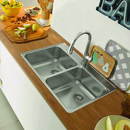 Kindred CDLA3322-7-1N Creemore 33-in LR x 22-in FB x 7-in DP Drop In Double Bowl 1-Hole Stainless Steel Kitchen Sink, 33" x 22"