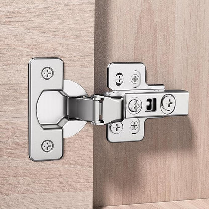 2 Pack Inset Soft Close Cabinet Hinges, Frameless European Kitchen Cabinet Hinges 35mm Cup Clip-On 3D Adjustment Concealed Cabinet Door Hinges Nickel Plated Finish