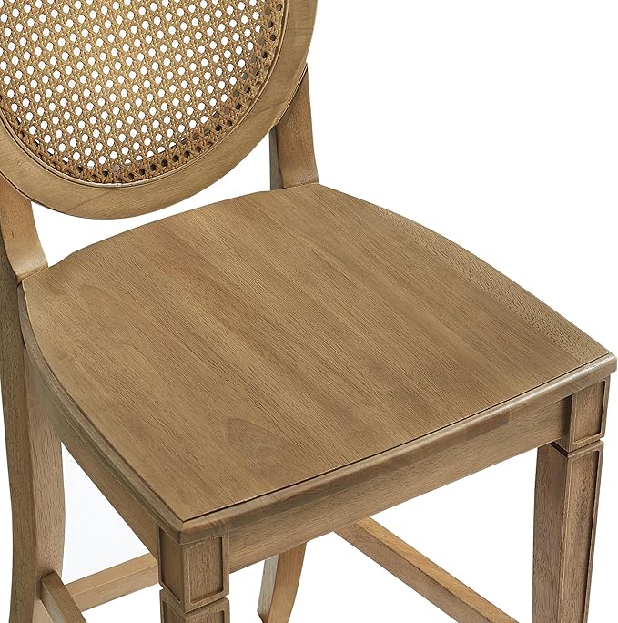Crosley Furniture Katia Traditional Rattan Style Oval Cane-Back Counter Height Stool Set of 2, Bar Stools, Driftwood