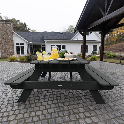 Highwood Hometown Picnic Table, 6 Foot, Black