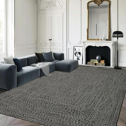 Printed Washable Rugs 4x6 Rug for Living Room Modern Area Rug for Bedroom Blue Geometric Non Slip Entryway Rug Soft Throw Rugs Stain Resistant Carpet for Nursery Dining Room 4'x6' Grey/Brown