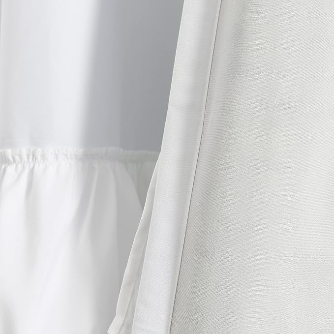 Lush Decor Allison Ruffle 100% Blackout Window Curtain Single 40" W x 84" L White - White Blackout Curtains for Bedroom or Nursery - Coquette Curtains