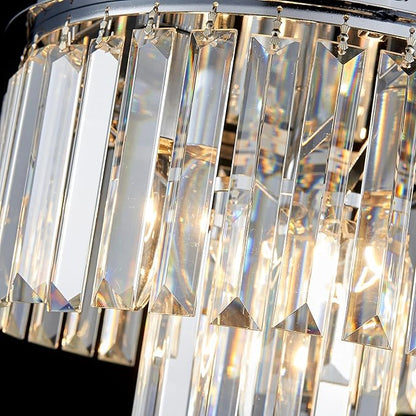 AGV LIGHTING CL006S Crystal Ceiling Light Fixture, Modern Semi Flush Ceiling Light, D12 x H8, E12 Base 3-Lights, Chrome Finish