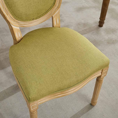 SoarFlash French Dining Chairs Set of 4, Vantage Dining Chair with Round Back, Wood Leg Farmhouse Country Rattan Dining Chair for Kitchen,Bedroom,Olive Green