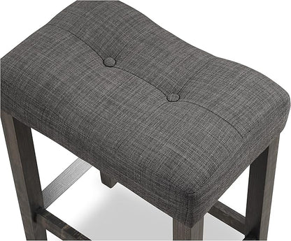 Roundhill Furniture Sora Button Tufted Counter Height Saddle Stools, Set of 2, Gray