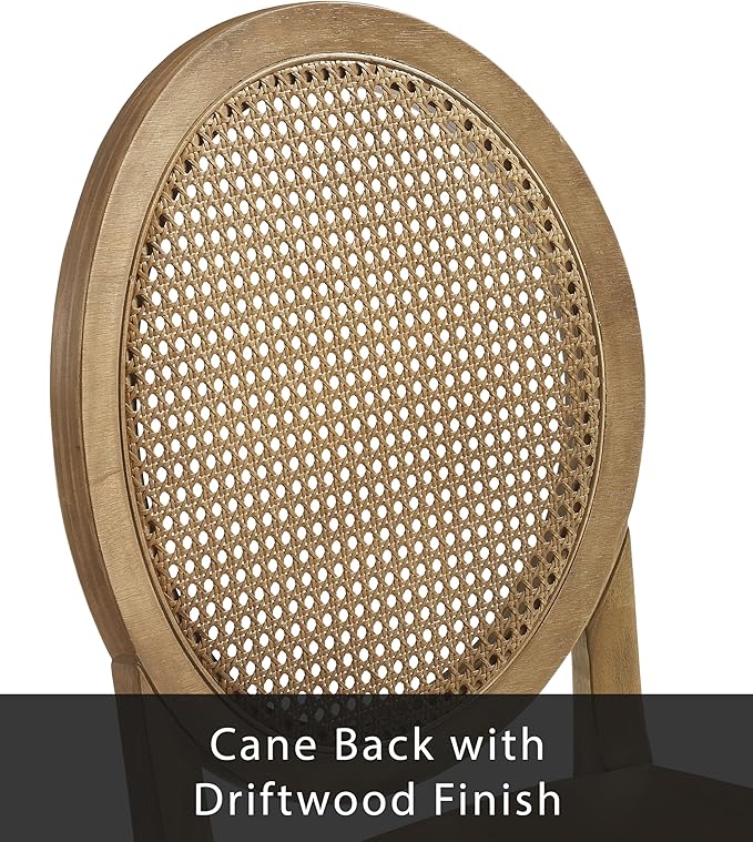 Crosley Furniture Katia Traditional Oval Cane-Back Counter Height Stool Set of 2, Upholstered Bar Stools, Driftwood/Crème
