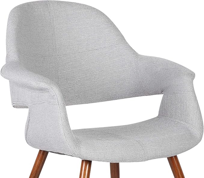 Armen Living Phoebe Mid Century Modern Accent Chair for Dining Table Kitchen Desk Vanity in Gray Fabric and Walnut Wood Finish