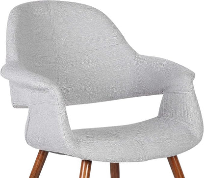 Armen Living Phoebe Mid Century Modern Accent Chair for Dining Table Kitchen Desk Vanity in Gray Fabric and Walnut Wood Finish