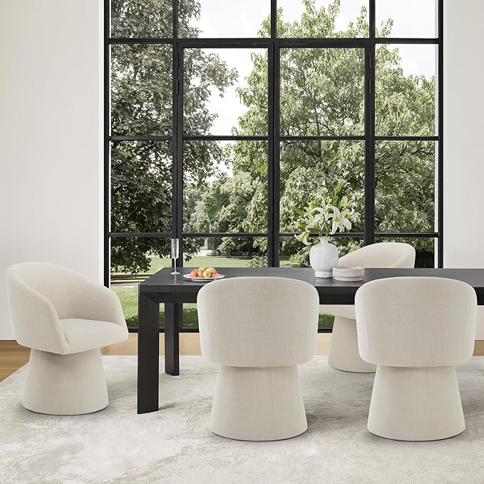 KISLOT Swivel Dining Chairs Modern Accent Armchair Side Deskchair for Diningroom Vanity Bedroom Livingroom Reading Room,Linen,1 Box