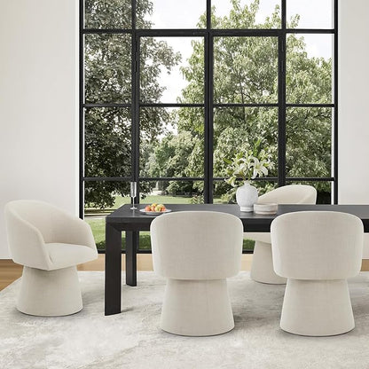 KISLOT Swivel Dining Chairs Modern Accent Armchair Side Deskchair for Diningroom Vanity Bedroom Livingroom Reading Room,Linen,1 Box
