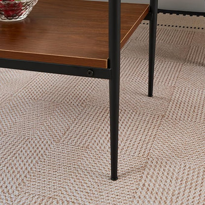 Set of 2 Glass End Table, 2-Layer Glass Living Room Table, Modern Tea Table Side Tables for Home Office Furniture