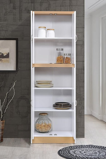 Hodedah 4 Door Kitchen Pantry with Four Shelves, White