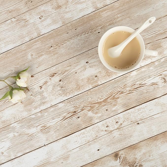 Decoroom Wood Wallpaper Peel and Stick, Shiplap Self Adhesive Contact Paper for Cabinets and Drawers, Removable Wood Grain Wall Paper Easy to Clean 17.7"×118"