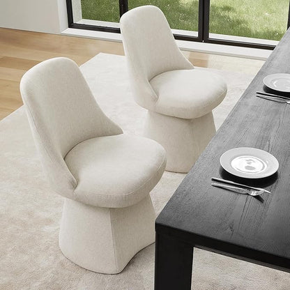 KISLOT Swivel Dining Chairs Set of 1, Upholstered Mid Century Modern Deskchair with High Back, Linen Fabric Kitchen Chairs for Dining Room, Bedroom, Dressing Room, Linen