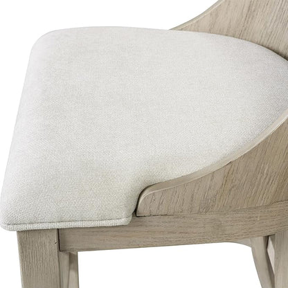 Furniture of America Selyra Modern Solid Wood Dining Chairs Set of 2 with Curved Wood Back, Comfortable Upholstered Seating for Dining Room, Home Kitchen, White Oak
