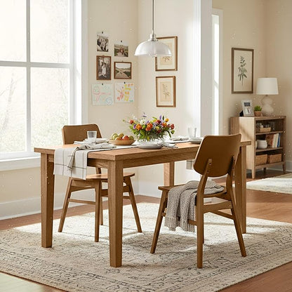 Alaterre Furniture Calais Dining – Mid Century Modern Set of 2 Dining Chairs – Solid Wood Chair Set with Minimalist Design for Dining Room or Kitchen (Warm Pecan Finish)