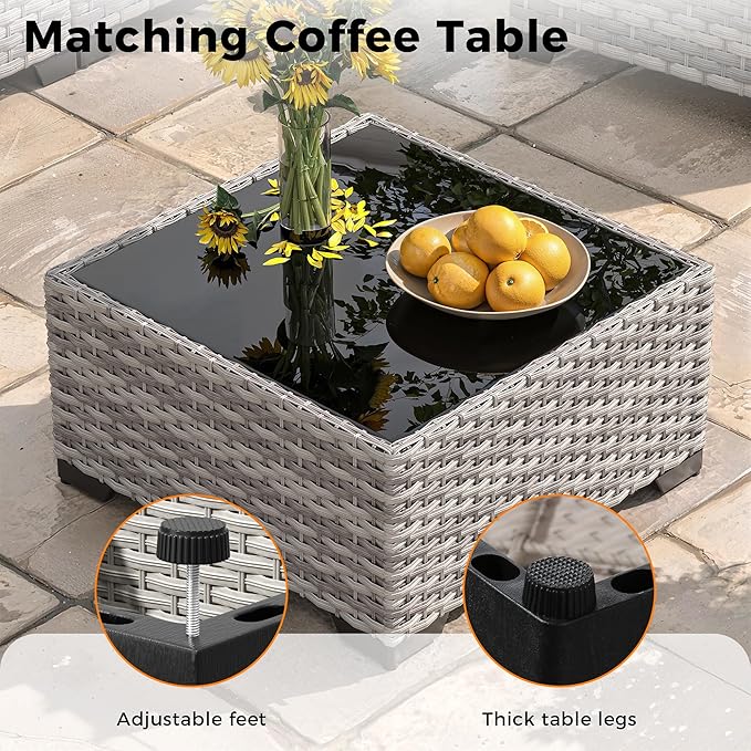 14-Seat Modern Patio Furniture Set with Swivel Rocking Chairs, Thick 4″ Cushions, Dual-Strand Wicker Rattan, Rust-Resistant Steel Frame – Outdoor Conversation & Modular Sectional,Navy