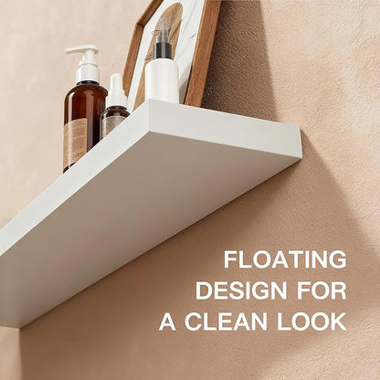 Floating Shelves for Wall(Set of 2)-16 Inch White Wood Wall Shelf with Invisible Brackets for Bathroom,Bedroom,Drawingroom,Kitchen for Decor(White 2pcs)