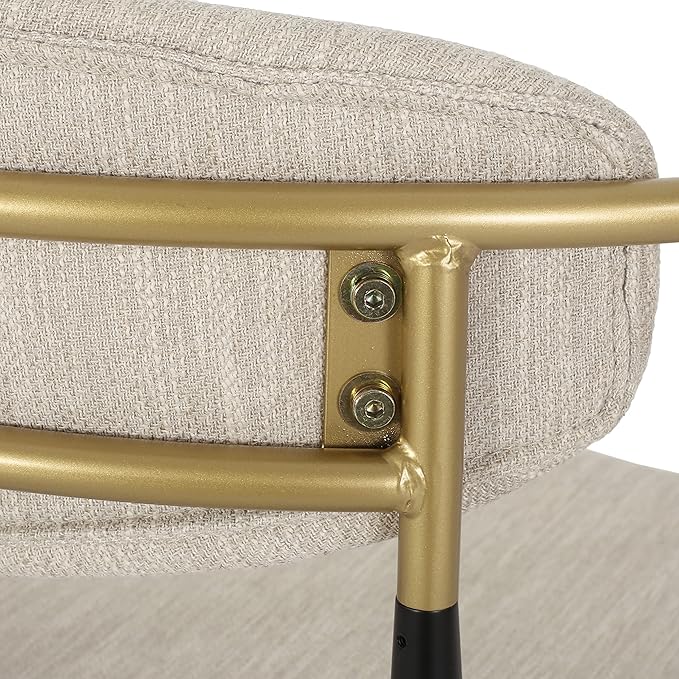 Modern Dining Chairs Set of 2, Fabric Upholstered Dining Room Chairs Stylish Kitchen Chairs,2 Counter Height Bar Stools with Backs, Kitchen Island Seating with Iron Legs, 260lbs Capacity,Beige