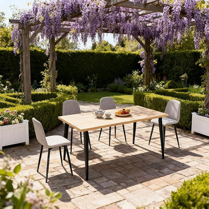 Modern Dining Table for Kitchen with Sturdy Frame Construction, Space Saving Kitchen & Dining Room Furniture, Easy Assembly Rectangular Wooden Tabletop with Rust-Resistant Iron Legs,Table