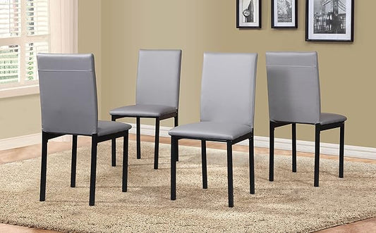 Roundhill Furniture Noyes Faux Leather Metal Frame Dining Chair, Gray