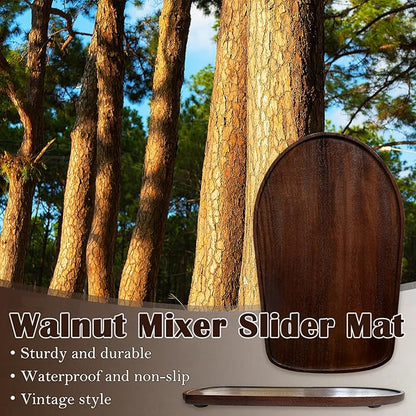 Natural Walnut Wood Mixer Slider Mat for KitchenAid 4.5-5 qt Stand Mixer Sliding Tray for Countertop Protection