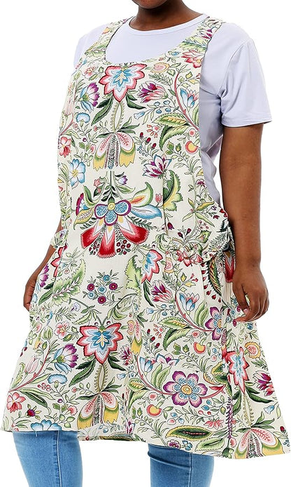 Big Plus Size Aprons for Women with Pockets Cotton Linen Baking Kitchen Cooking