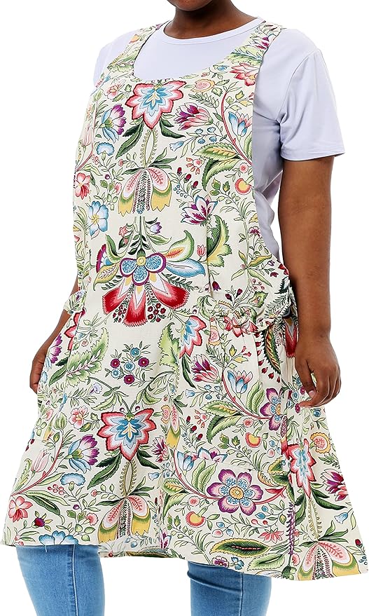 Big Plus Size Aprons for Women with Pockets Cotton Linen Baking Kitchen Cooking