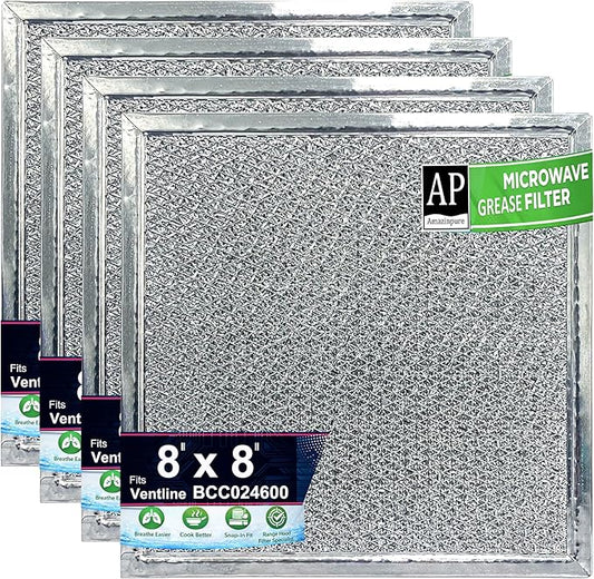 4X 8x8 inches Premium Ultra-Flow Heavy-Duty Range Hood Filter Replacement Compatible with Ventline BCC024600 Exhaust Fan Aluminum Mesh Grease Filter for Stove Vent Filter Kitchen Oven (4)