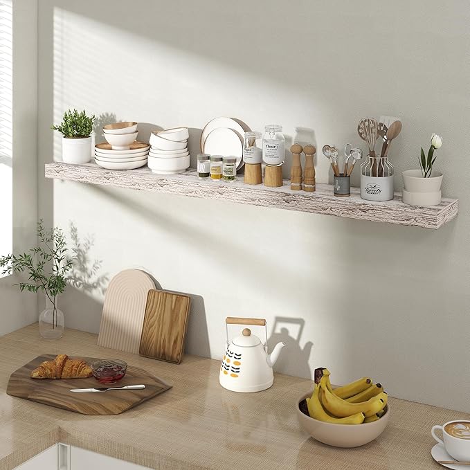 Acovy 48 Inch Floating Shelves for Wall 1 Pack, 48" Wall Shelves for Books, Storage, Decor, Wall Mounted Floating Shelf with Invisible Brackets for Kitchen, Living Room, Rustic