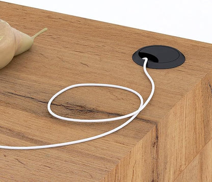 Mobili Fiver, Evolution Dining Table 47.2 x 15.7 in, with Wireless Charger, Rustic Oak with Two Legs, Made in Italy