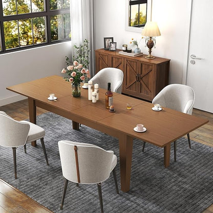4-8 Person Extendable Dining Table, 106.5" Large Kitchen Table with 4 Legs, Modern Farmhouse Dining Tables for Dining Room Kitchen Living Room (Oak)